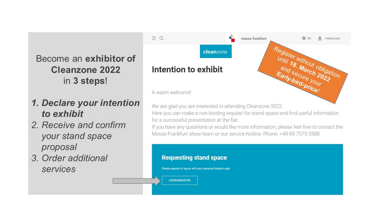 Become an exhibitor of Cleanzone 2022 in 3 steps
