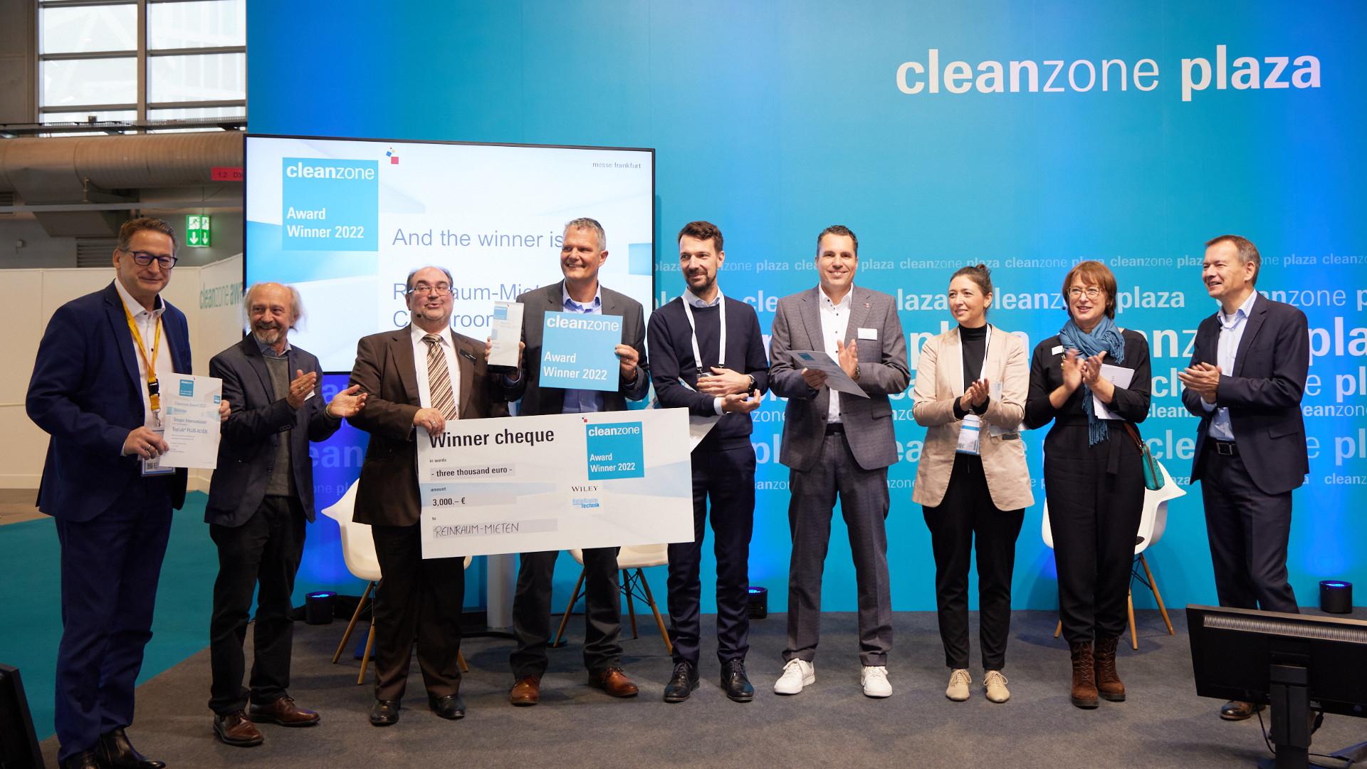 Der Cleanzone Award wird vergeben für innovative Produkte oder Lösungen aus dem Reinraumbereich. Quelle: Messe Frankfurt
